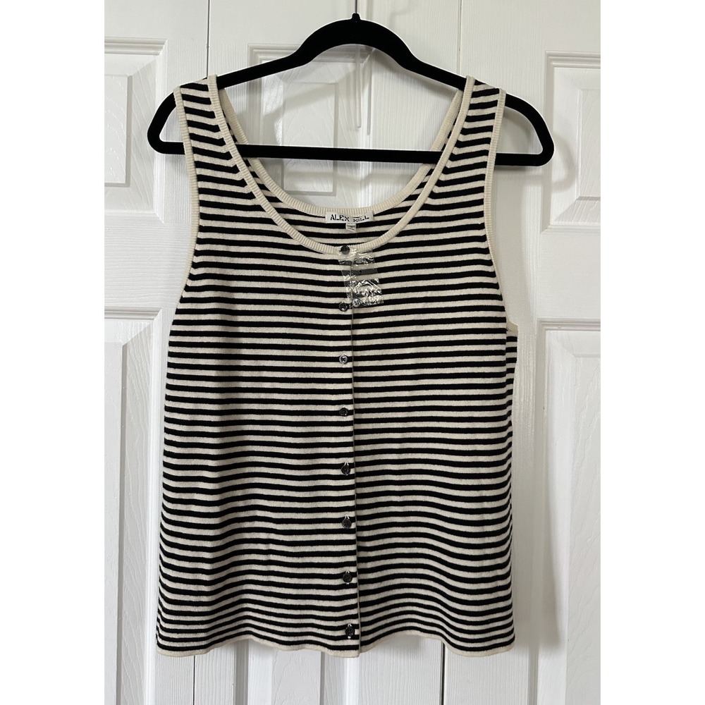 NWT Alex Mill Cream & Black Louisa Stripe Sleeveless Sweater Vest Size XL